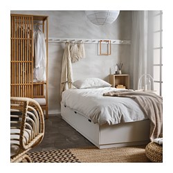 NORDLI - Rangka tempat tidur dg penyimpanan, putih, 120x200 cm