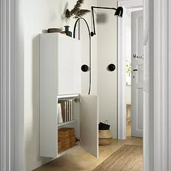 BESTÅ - Kabinet dinding dengan 2 pintu, putih/Selsviken high-gloss/putih, 60x22x128 cm