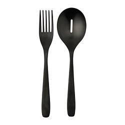 TILLAGD - 2-piece serving set, black, 24 cm