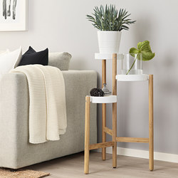 SATSUMAS - Plant stand, bamboo/white, 78 cm