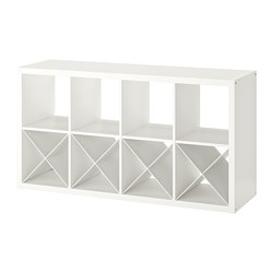 KALLAX - Unit rak dengan 4 sisipan, putih, 77x147 cm