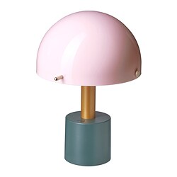 NÖDMAST - Lampu portabel LED, tenaga baterai, merah muda terang/abu-abu-hijau tua, 26 cm