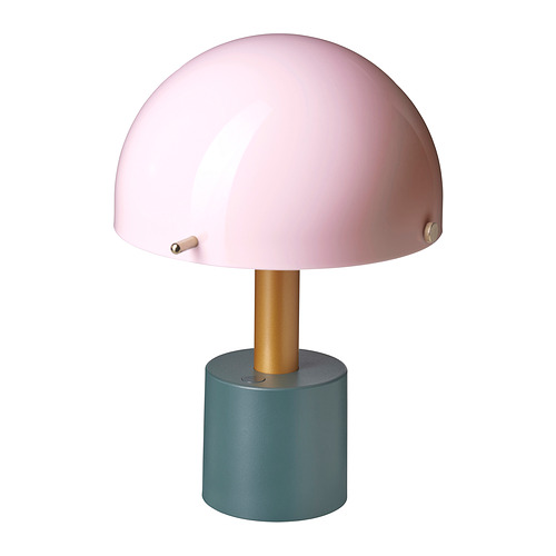 NÖDMAST LED portable lamp, battery operated, light pink/dark grey