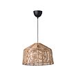 KAPPELAND/HAVSDJUP - Pendant lamp, black/rattan, 45 cm