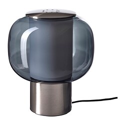 HÖGVIND - Lampu meja, dilapisi nikel/abu-abu kaca