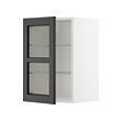 METOD - Kabinet dinding dgn rak/pintu kaca, putih/Lerhyttan diwarnai hitam, 40x37x60 cm