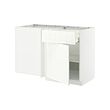 METOD/MAXIMERA - Corner base cab w drawer and shelf, white/Stensund white, 128x68x80 cm