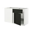 METOD/MAXIMERA - Kabin dasar sudut dengan laci & rak, putih/Lerhyttan diwarnai hitam, 128x68x80 cm