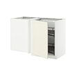 METOD - Corner base cab w pull-out fitting, white/Bodbyn off-white, 128x68x80 cm