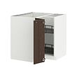 METOD - Corner base cabinet with carousel, white/Sinarp brown, 88x88x80 cm