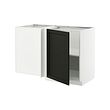 METOD - Corner base cabinet with shelf, white/Lerhyttan black stained, 128x68x80 cm
