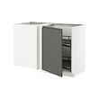 METOD - Corner base cab w pull-out fitting, white/Voxtorp dark grey, 128x68x80 cm