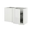 METOD - Corner base cab w pull-out fitting, white/Ringhult white, 128x68x80 cm
