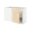 METOD/MAXIMERA - Corner base cab w drawer and shelf, white/Askersund light ash effect, 128x68x80 cm