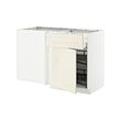 METOD/MAXIMERA - Corner base cab w drawer and p-out, white/Bodbyn off-white, 128x68x80 cm