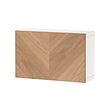BESTÅ - Kombinasi kabinet dpasang di dnding, putih/Hedeviken veneer kayu oak, 60x22x38 cm