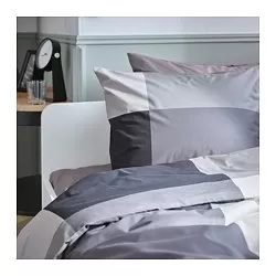 BRUNKRISSLA - Sarung duvet dan sarung bantal, hitam, 150x200/50x80 cm