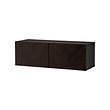 BESTÅ - Wall-mounted cabinet combination, black-brown Hedeviken/dark brown stained oak veneer, 120x42x38 cm