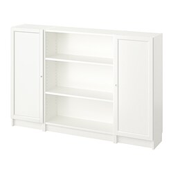 BILLY/OXBERG - Kombinasi rak buku dengan pintu, putih, 160x106 cm