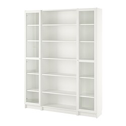 BILLY/OXBERG - Bookcase combination w glass doors, white, 160x202 cm