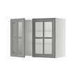 METOD - Wall cabinet w shelves/2 glass drs, white/Bodbyn grey, 80x37x60 cm