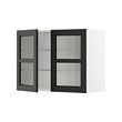 METOD - Wall cabinet w shelves/2 glass drs, white/Lerhyttan black stained, 80x37x60 cm