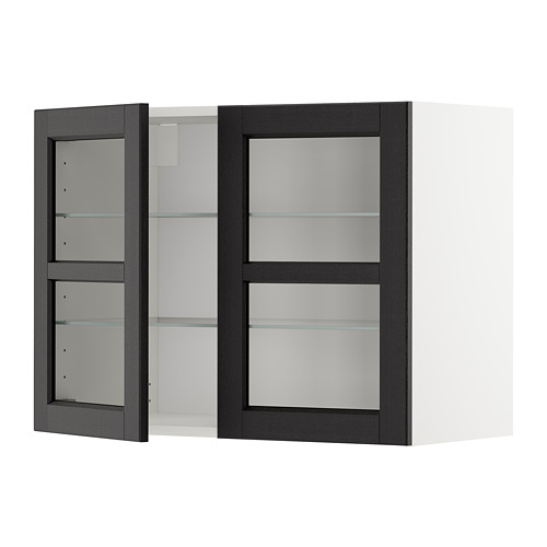 METOD wall cabinet w shelves/2 glass drs