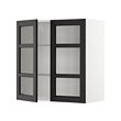METOD - Wall cabinet w shelves/2 glass drs, white/Lerhyttan black stained, 80x37x80 cm