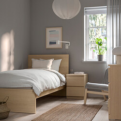 MALM - Bed frame, high, white stained oak veneer/Luröy, 90x200 cm