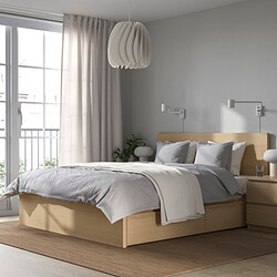 MALM - Bed frame, high, w 2 storage boxes, white stained oak veneer/Luröy, 160x200 cm