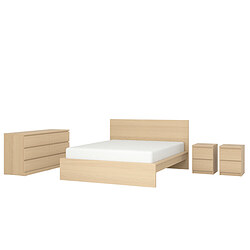 MALM - Bedroom furniture, set of 4, white stained oak veneer, 160x200 cm