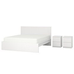 MALM - Perabot kamar tidur, set isi 3, putih, 160x200 cm