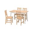 PINNTORP/PINNTORP - Table and 4 chairs, light brown stained white stained/light brown stained, 125 cm