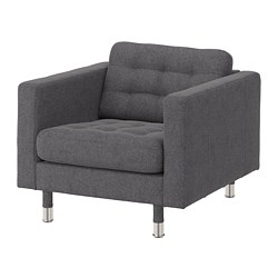 LANDSKRONA - Armchair, Gunnared dark grey/metal