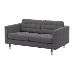 LANDSKRONA - Sofa 2 dudukan, Gunnared abu-abu tua/logam