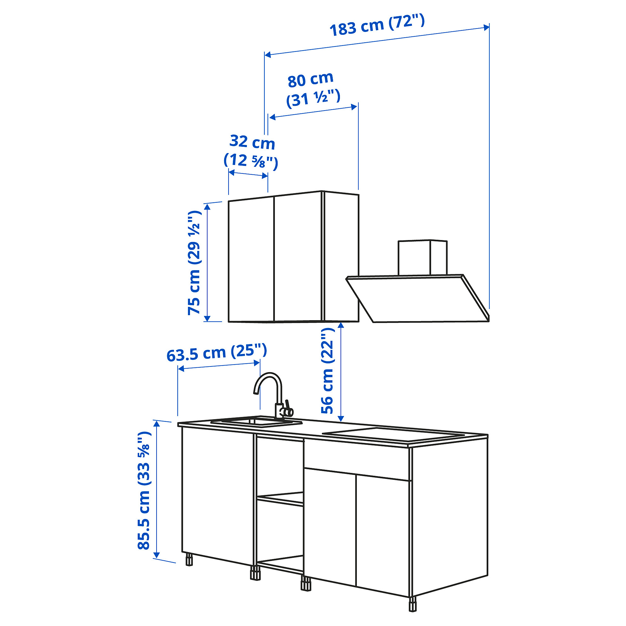 ENHET dapur  antrasit abu abu rangka  183x63 5x216 5 cm 