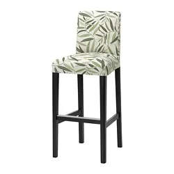 BERGMUND - Kursi bar dengan sandaran, hitam/Fågelfors aneka warna, 75 cm