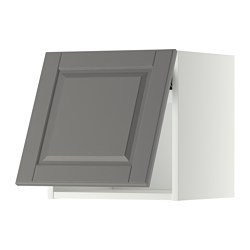 METOD - Wall cabinet horizontal w push-open, white/Bodbyn grey, 40x37x40 cm