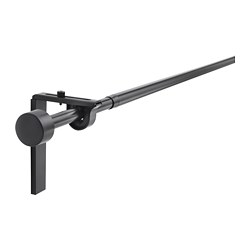 RÄCKA - Curtain rod combination, black, 120-210 cm