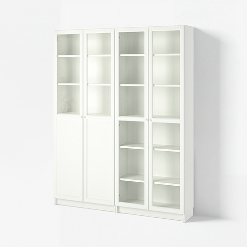 BILLY/OXBERG lemari buku dg panel/pintu kaca
