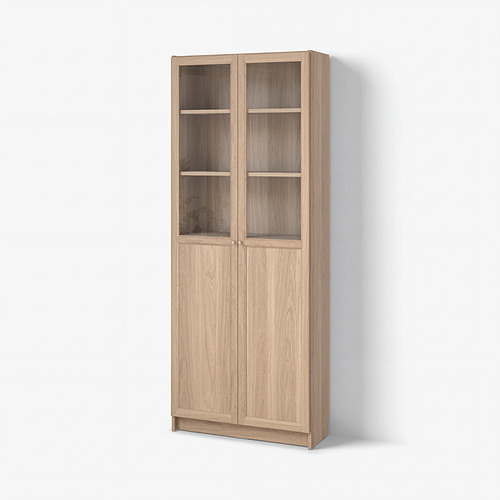 BILLY/OXBERG bookcase with panel/glass doors