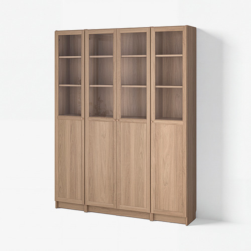 BILLY/OXBERG bookcase comb w panel/glass doors