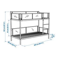 VITVAL - Bunk bed frame, white/light grey, 90x200 cm