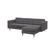 LANDSKRONA - Sofa 3 dudukan, dengan chaise longue/Gunnared abu-abu tua/logam