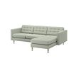 LANDSKRONA - 3-seat sofa, with chaise longue/Gunnared light green/metal