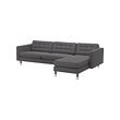 LANDSKRONA - 4-seat sofa, with chaise longue/Gunnared dark grey/metal