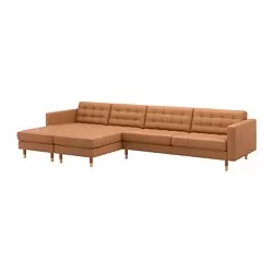 LANDSKRONA - Sofa 5 dudukan, dengan chaise longue/Grann/Bomstad coklat keemasan/kayu