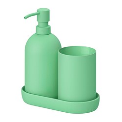 GANSJÖN - 3-piece bathroom set, light green