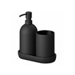 GANSJÖN - 3-piece bathroom set, black