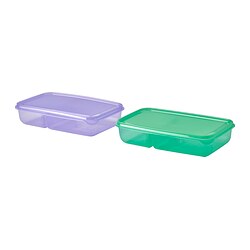 PRUTA - Wadah roti lapis dengan tutup, ungu/hijau, 22x14x5 cm